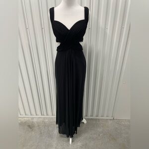 La Femme Black Chiffon Open Strappy Back Maxi Dress 4 Prom Homecoming Dance Hoco